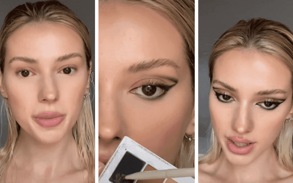 Tiktoker doing siren eyes makeup trend