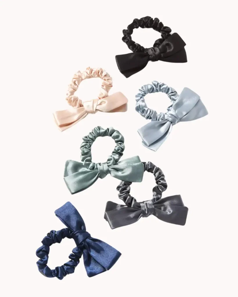 Satin Bow Hair Ties, Set of 6. Plazacore