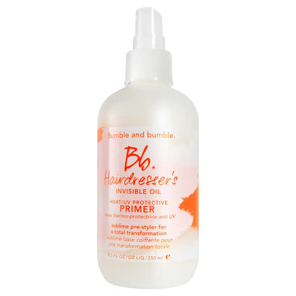Bumble and Bumble Hairdresserโs Invisible Oil Heat, UV Protective Primer. Best UV Hair Products For Sun Protection