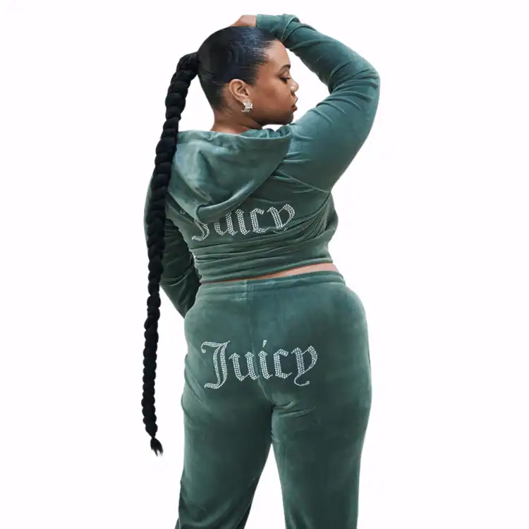 Models wear green tracksuit