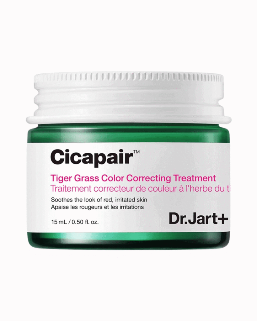 Cicapair Tiger Grass Color Correcting Treatment on a plain pastel pink background