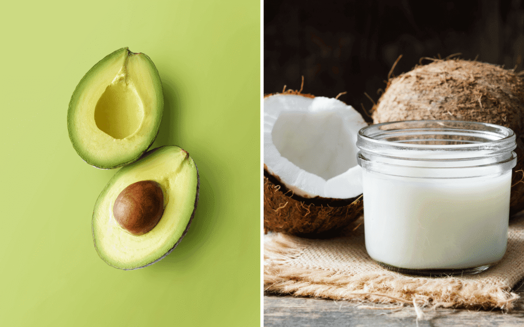 Illustration of an avocado and coconut milk