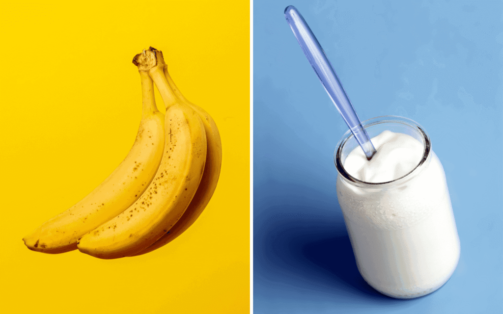 Illustration of bananas and yoghurt