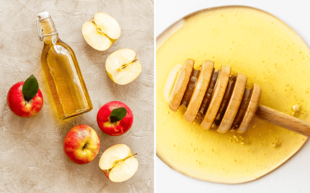 Illustration of honey and apple cider vinegar