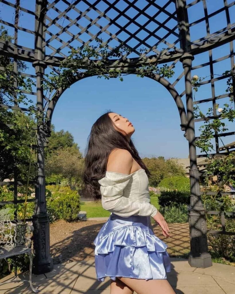 blue skirt balletcore outfit