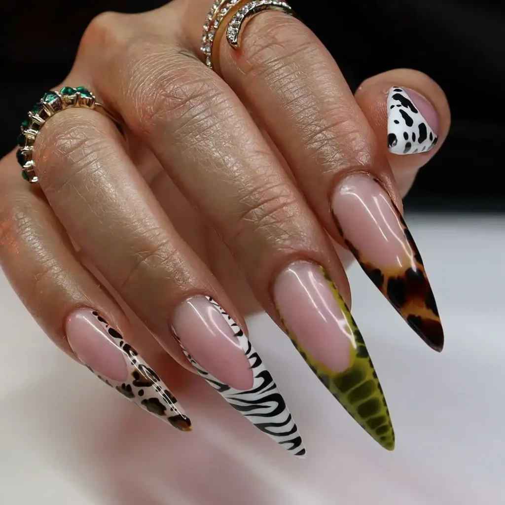 Animal mix nail design