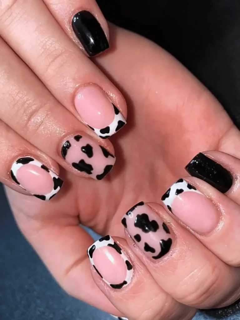 black and white nails