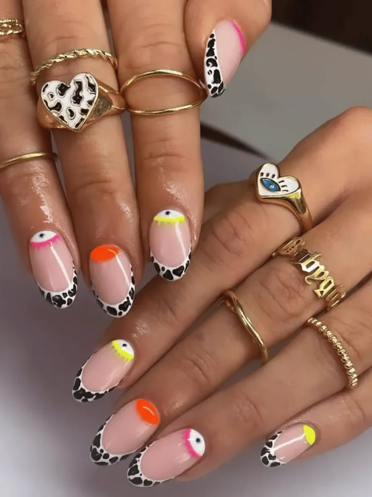 cow print French tips