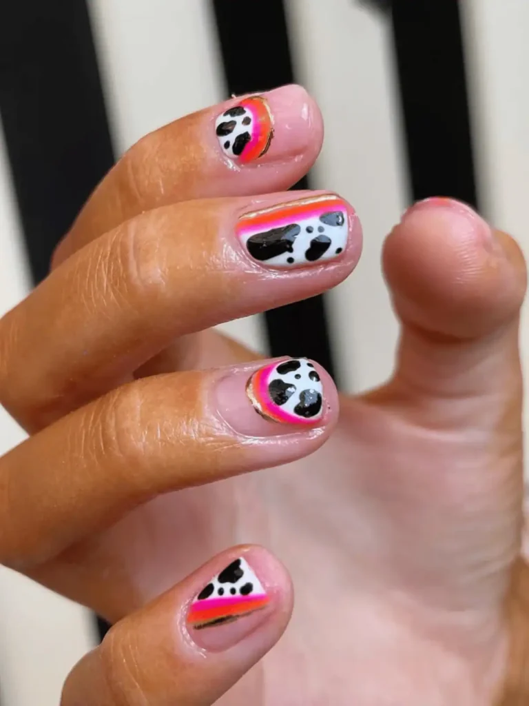 short cow print nails
