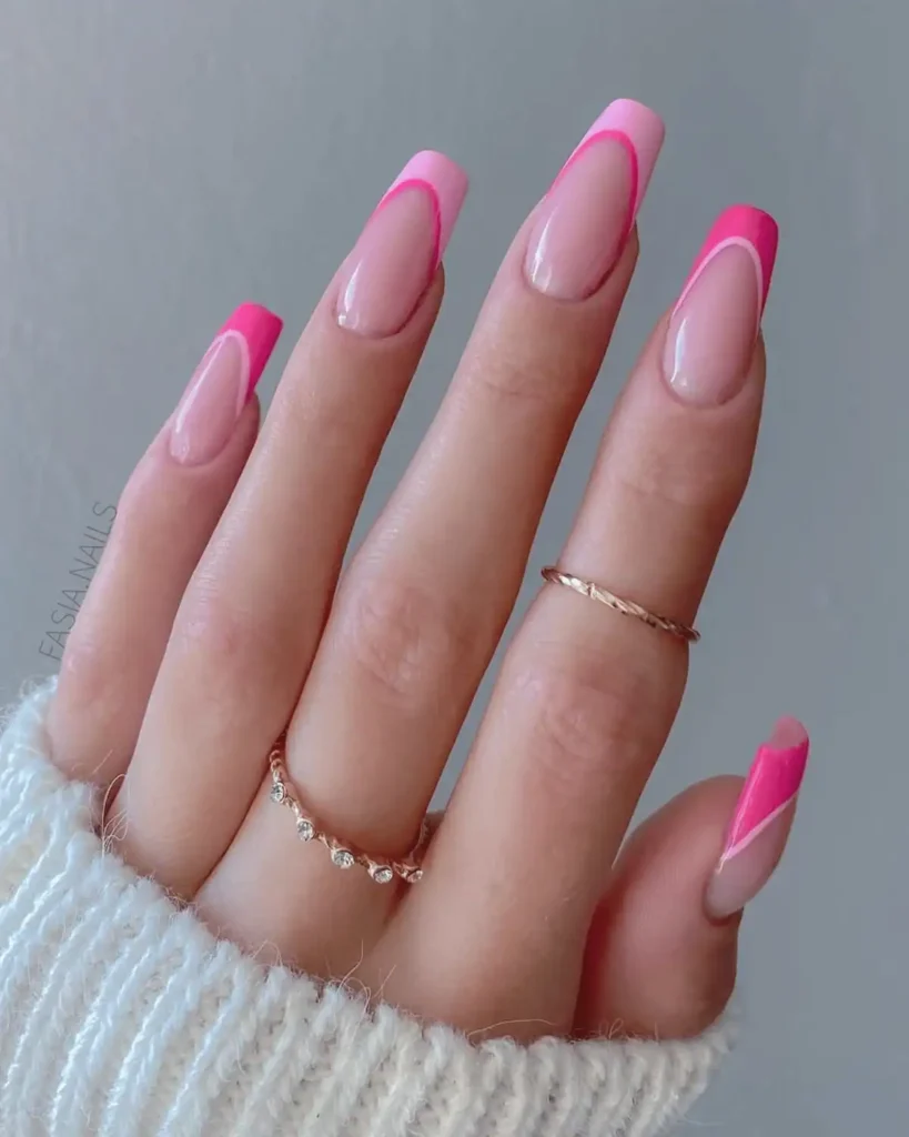 Pink French tip nail design