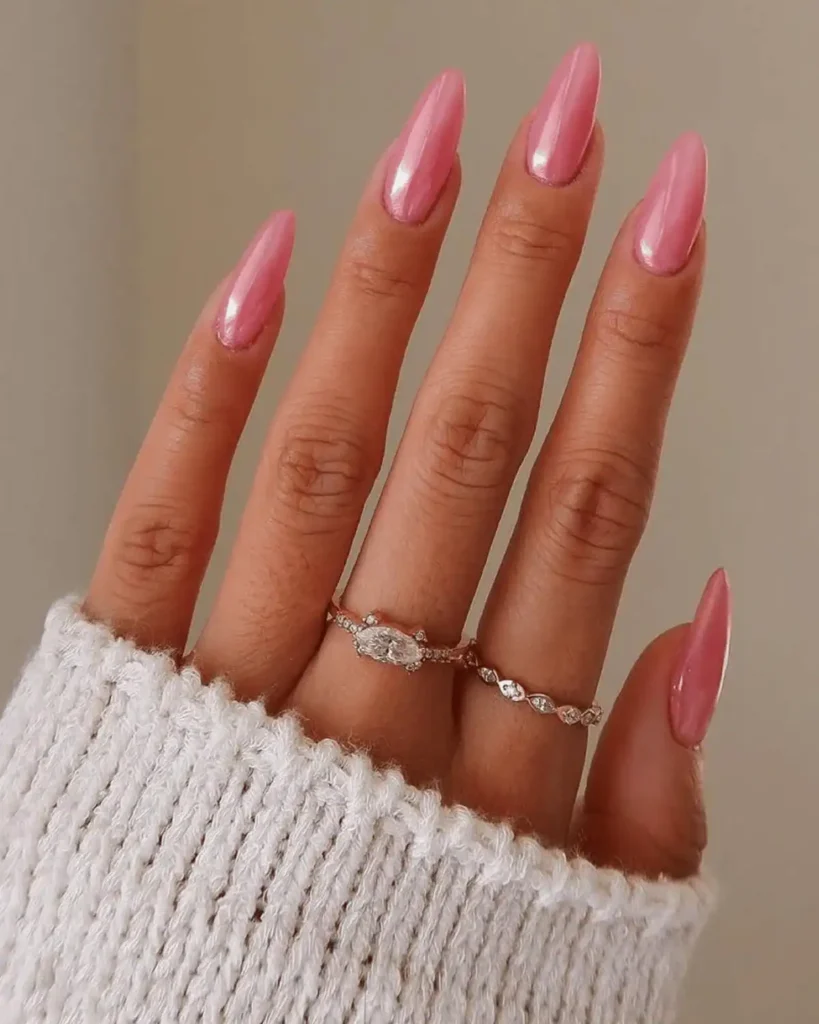 Pink shimmery nail art design