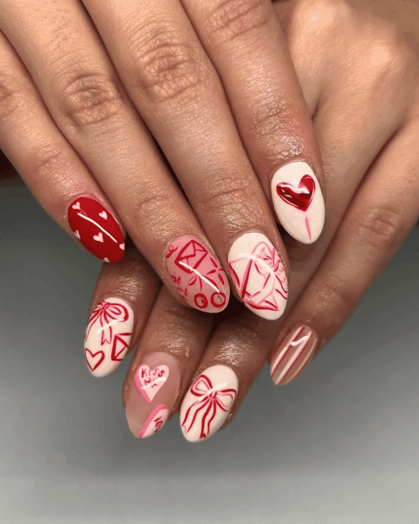 mixed aesthetic valentine's day nails. Valentine's Day Nail Ideas