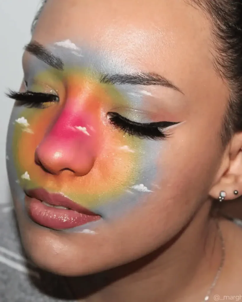 multicolour rainbow eye makeup look