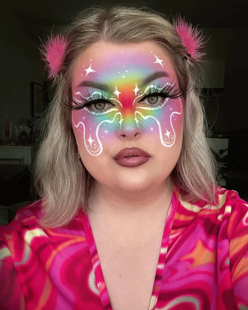 multicolour makeup with white details