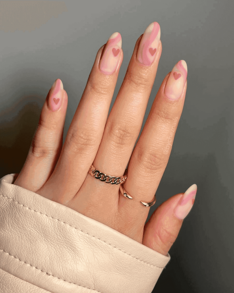 pastel pink wavy nail designs
