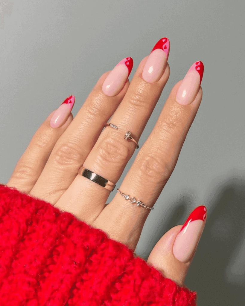 red and pink hearts ying and yang design