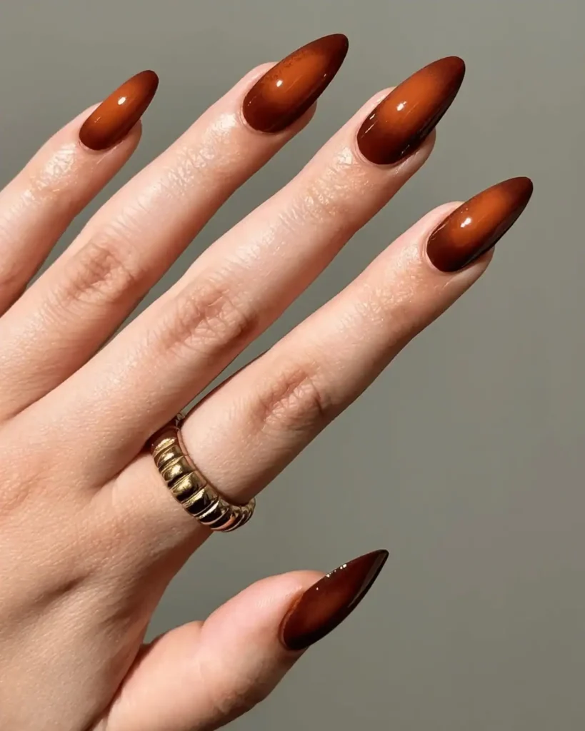 dark brown aura nail art