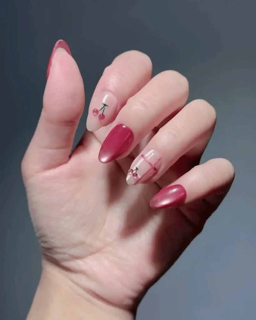 Pink cherry nail ideas