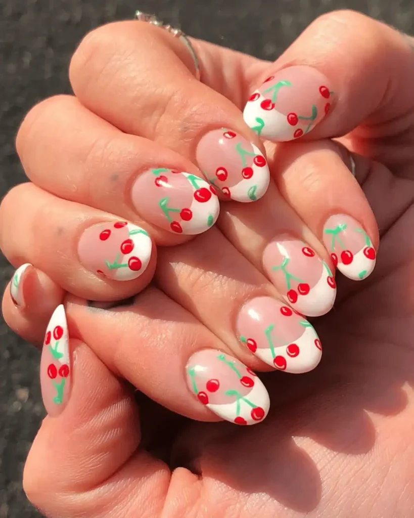 retro Cherry Nail Idea. Cherry Nail Ideas