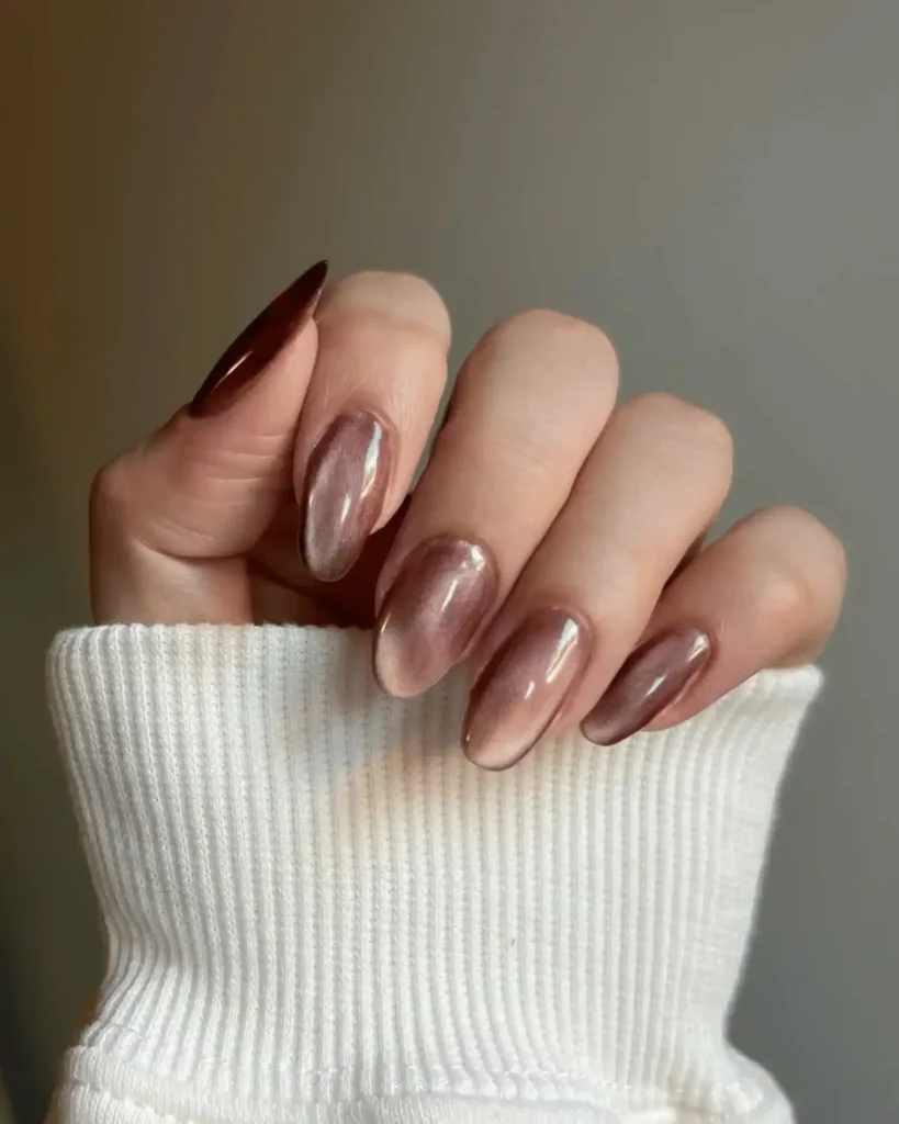 brown velvet nail design