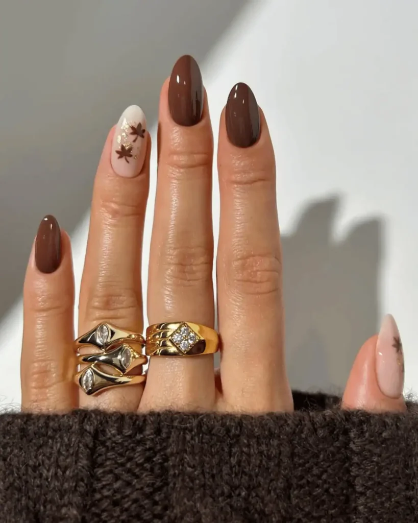 dark brown nail design