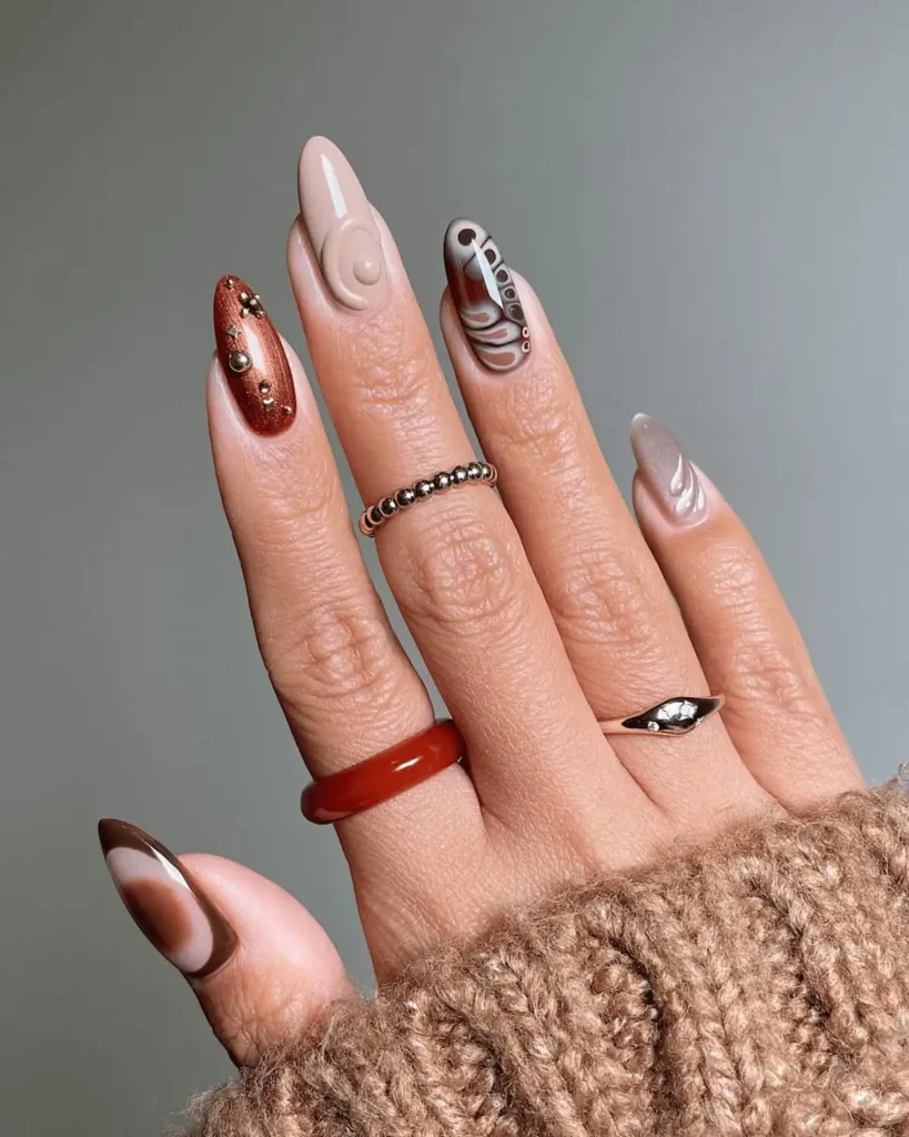 brown aura nail design