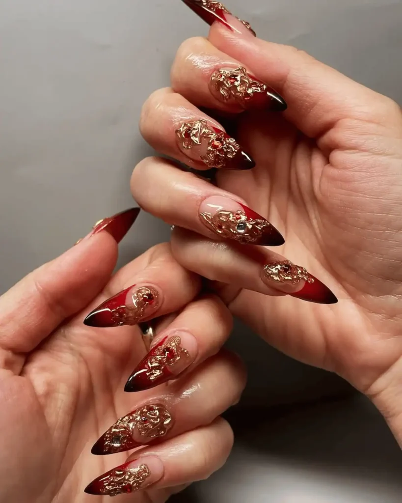 Red Castlecore Nail Idea