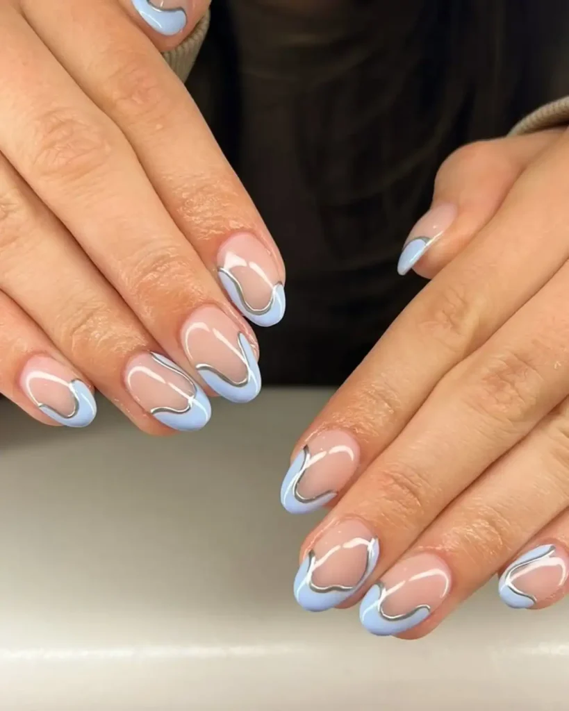blue and silver framed nails