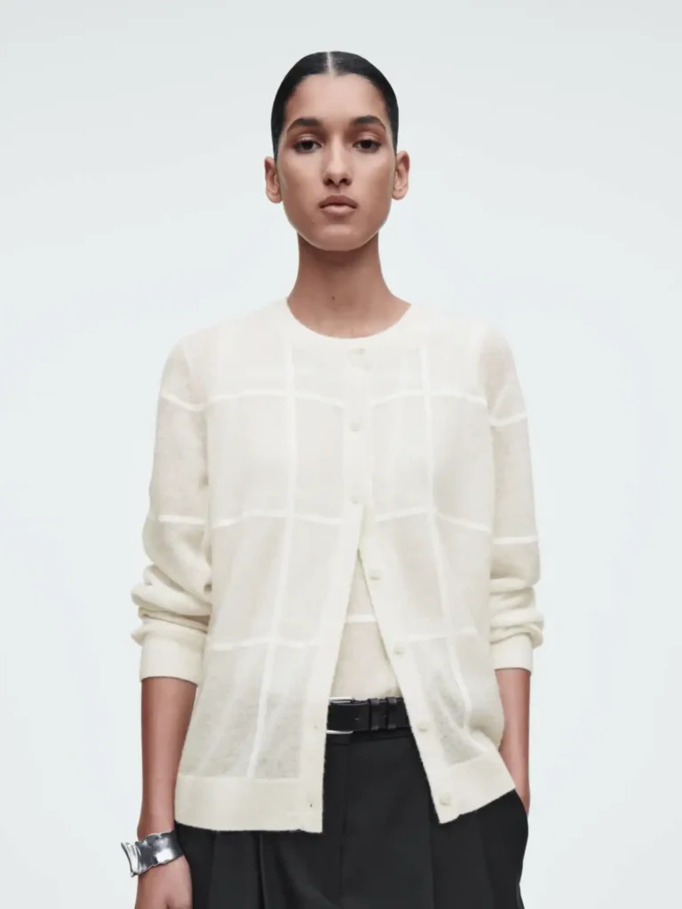 ivory chekcered cardigan