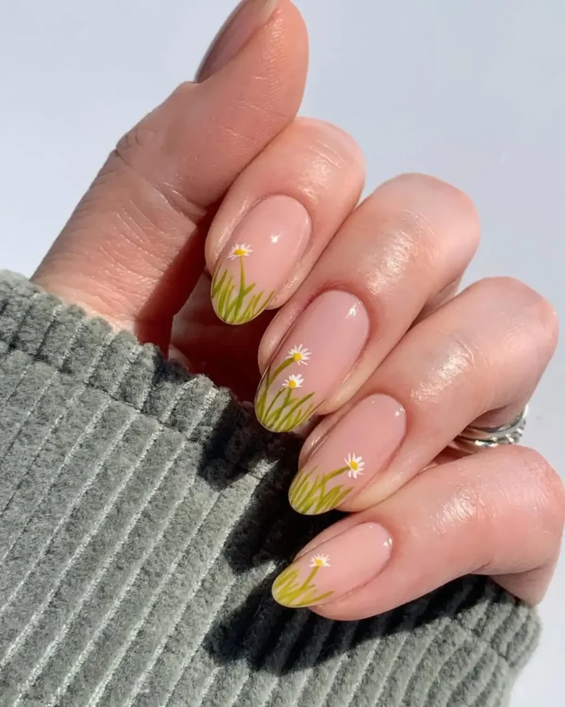 daisy spring flower nails