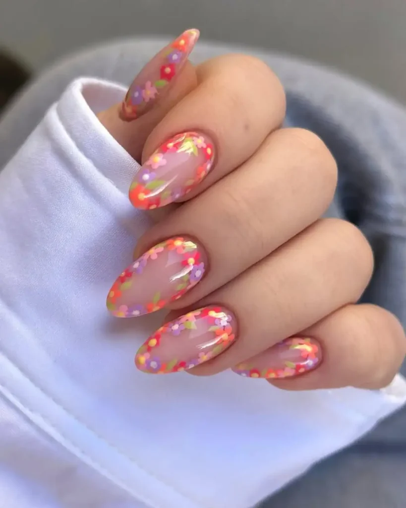 flower framed manicure design