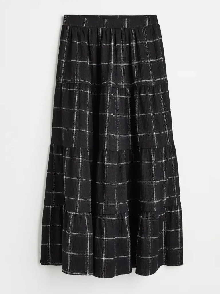 black crinkled checkere maxi skirt from H&M