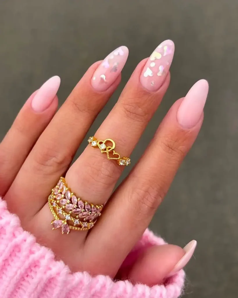 iridescent heart nails