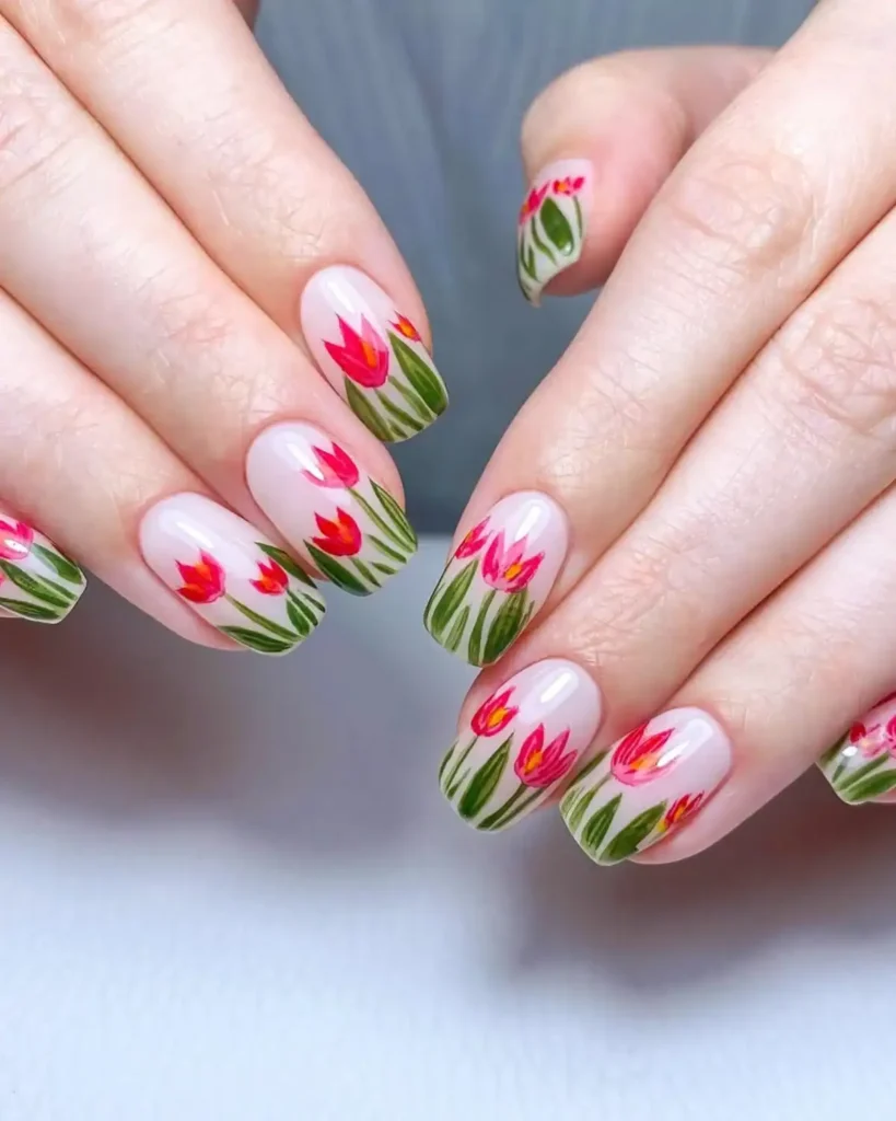 red flower nails