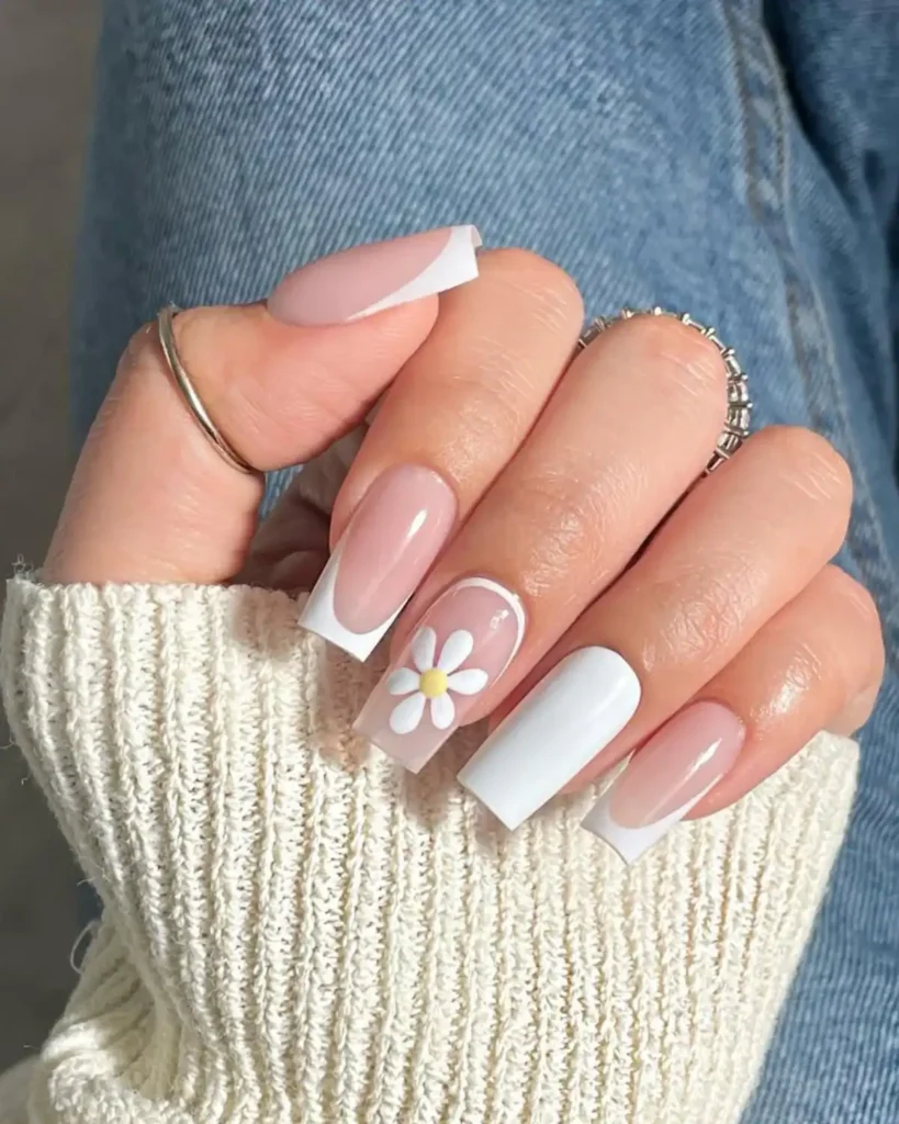 white daisy nails