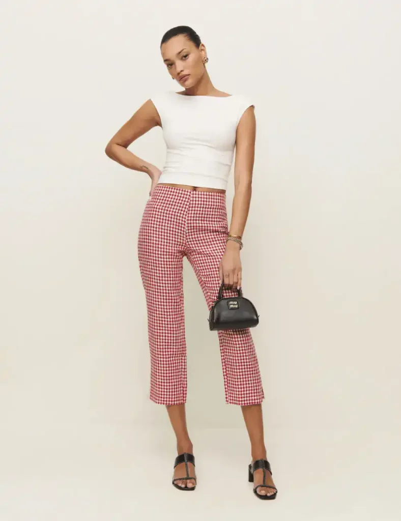 Tomato check Low Rise Pedal Pusher Pant