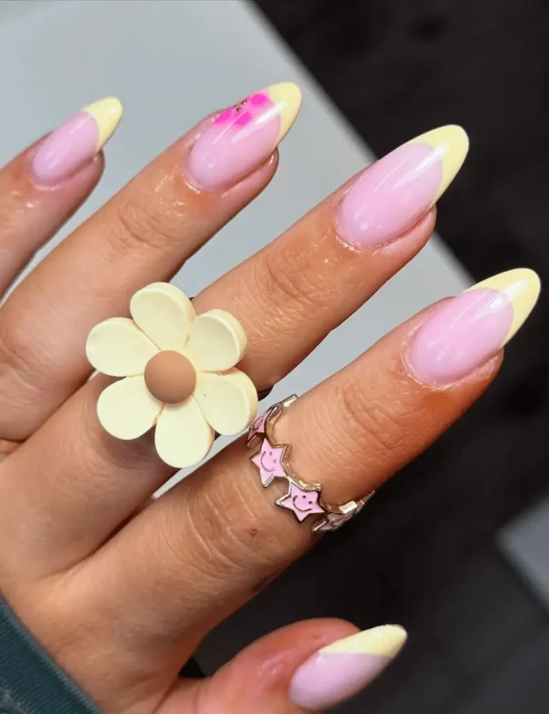 yellow tips nail design