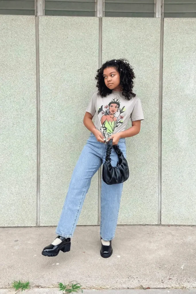 young women wearing a casual outfit