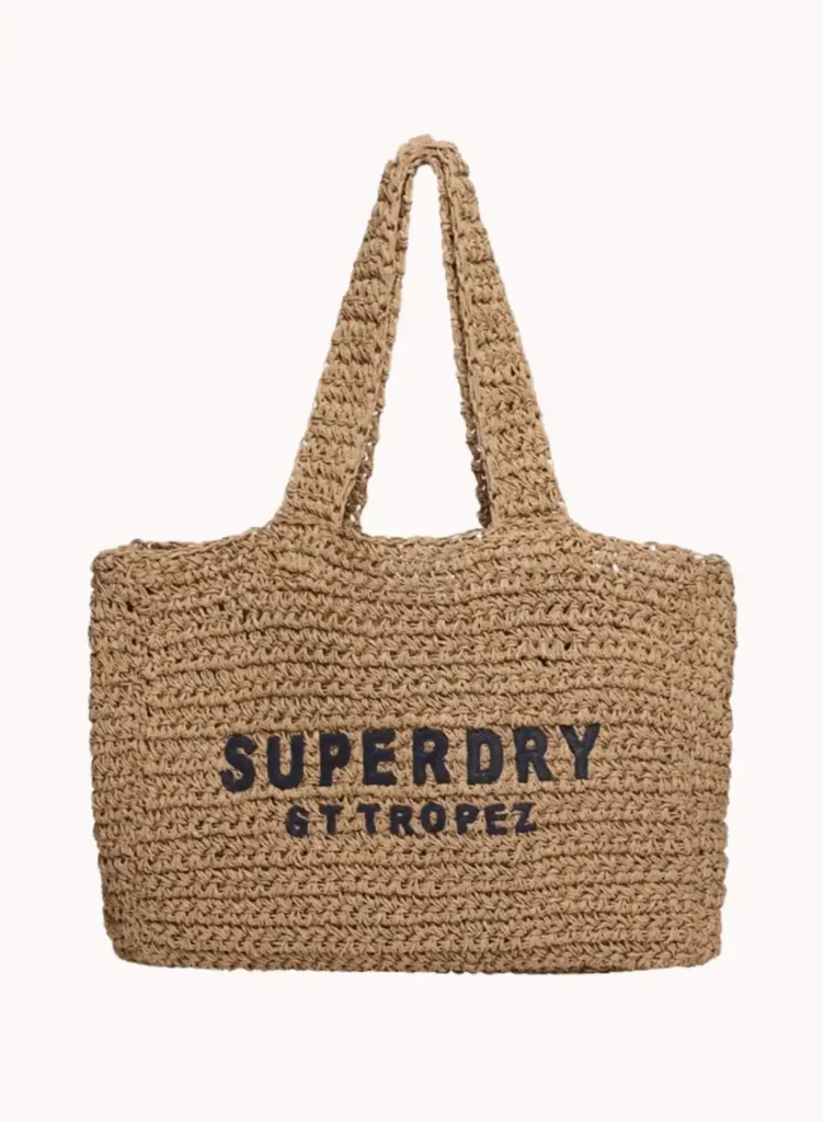 Superdry Brown Crochet Cotton Tote Bag