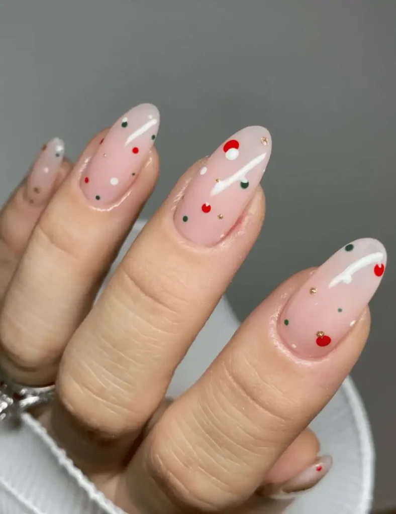christmas polka dot nails