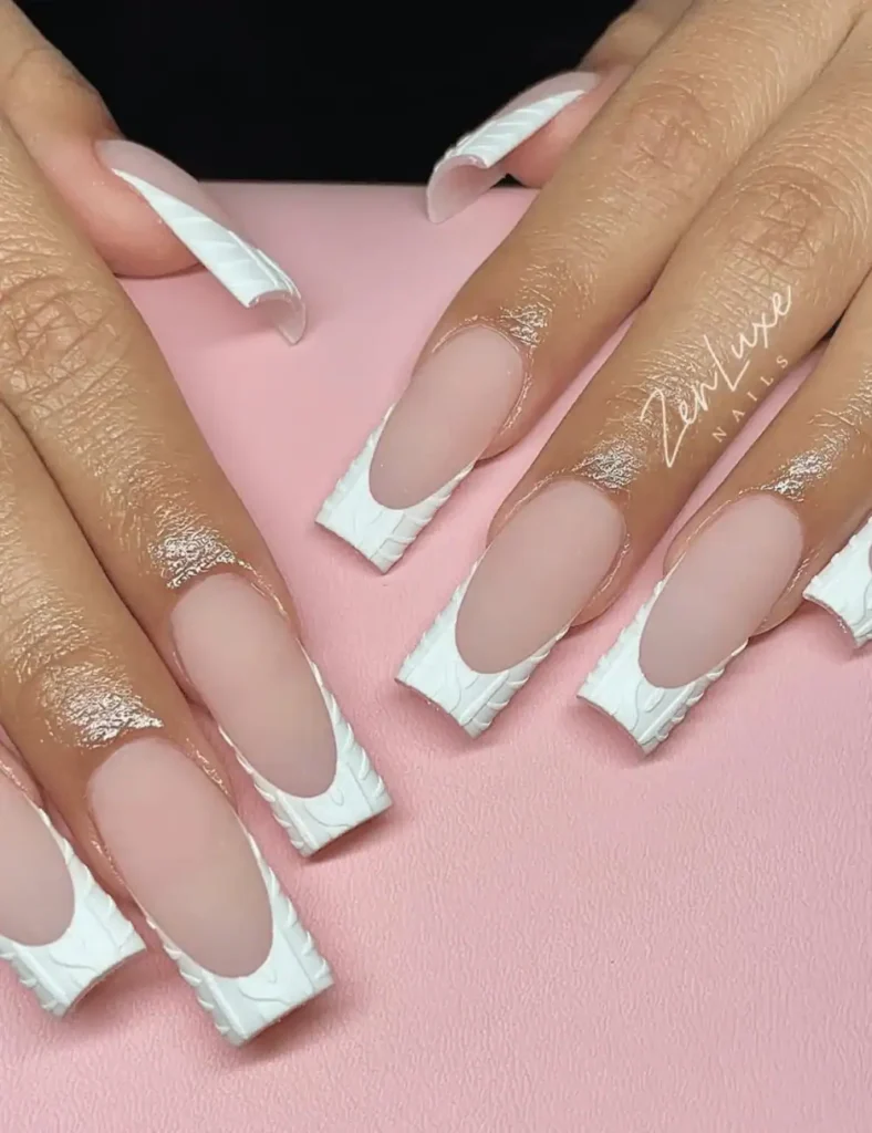 white sweater christmas nails