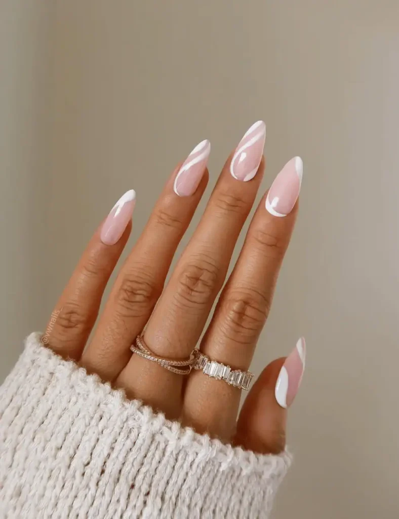 white swirl nails