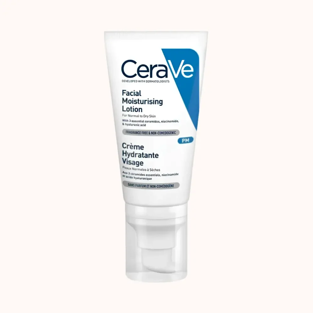 Bottle of CeraVe PM Facial Moisturizing Lotion
