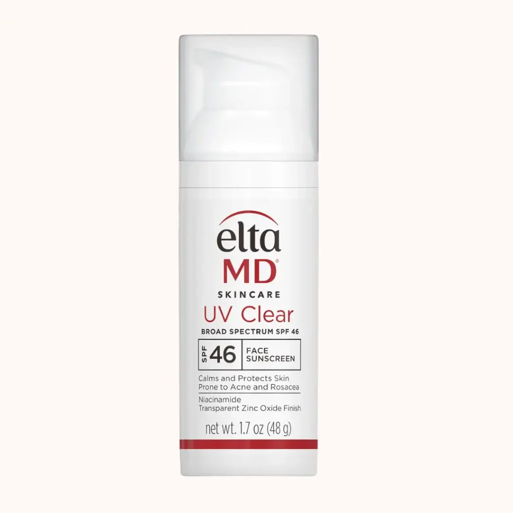 Bottle of EltaMD UV Clear Broad-Spectrum SPF 46 sunscreen