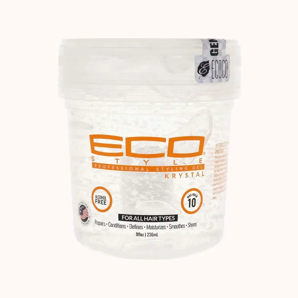 Tub of Eco Style Krystal Styling Gel on a plain background