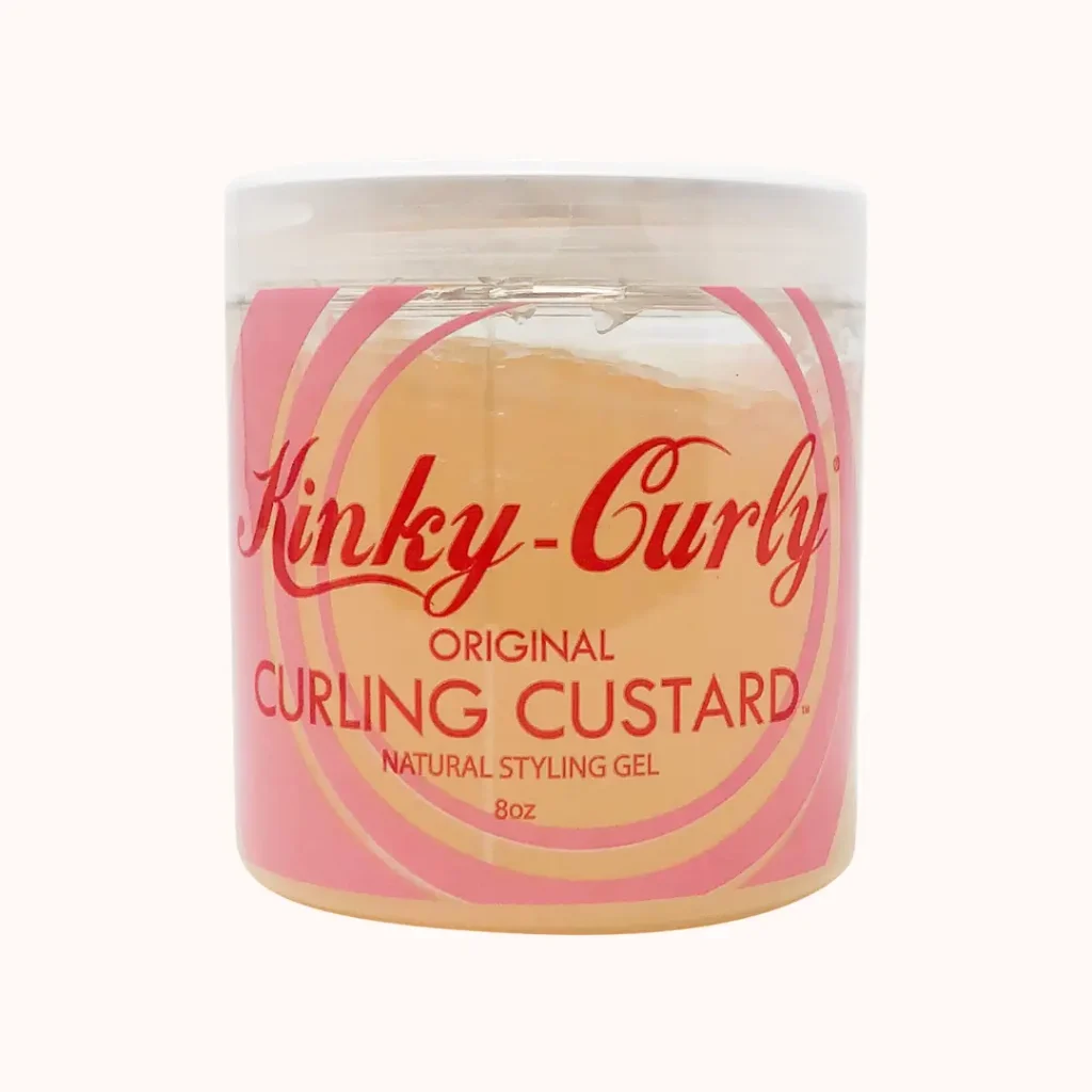 Kinky-Curly Curling Custard on a pain background