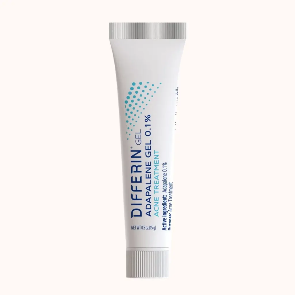 Tube of Differin Adapalene Gel 0.1% acne treatment