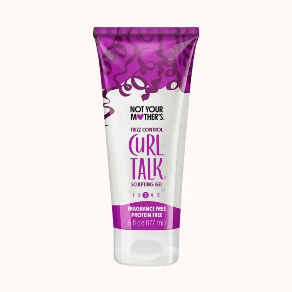 Tube of Not Your Mother's Curl Talk Fragrance and Protein-Free Sculpting Gel on a plain background