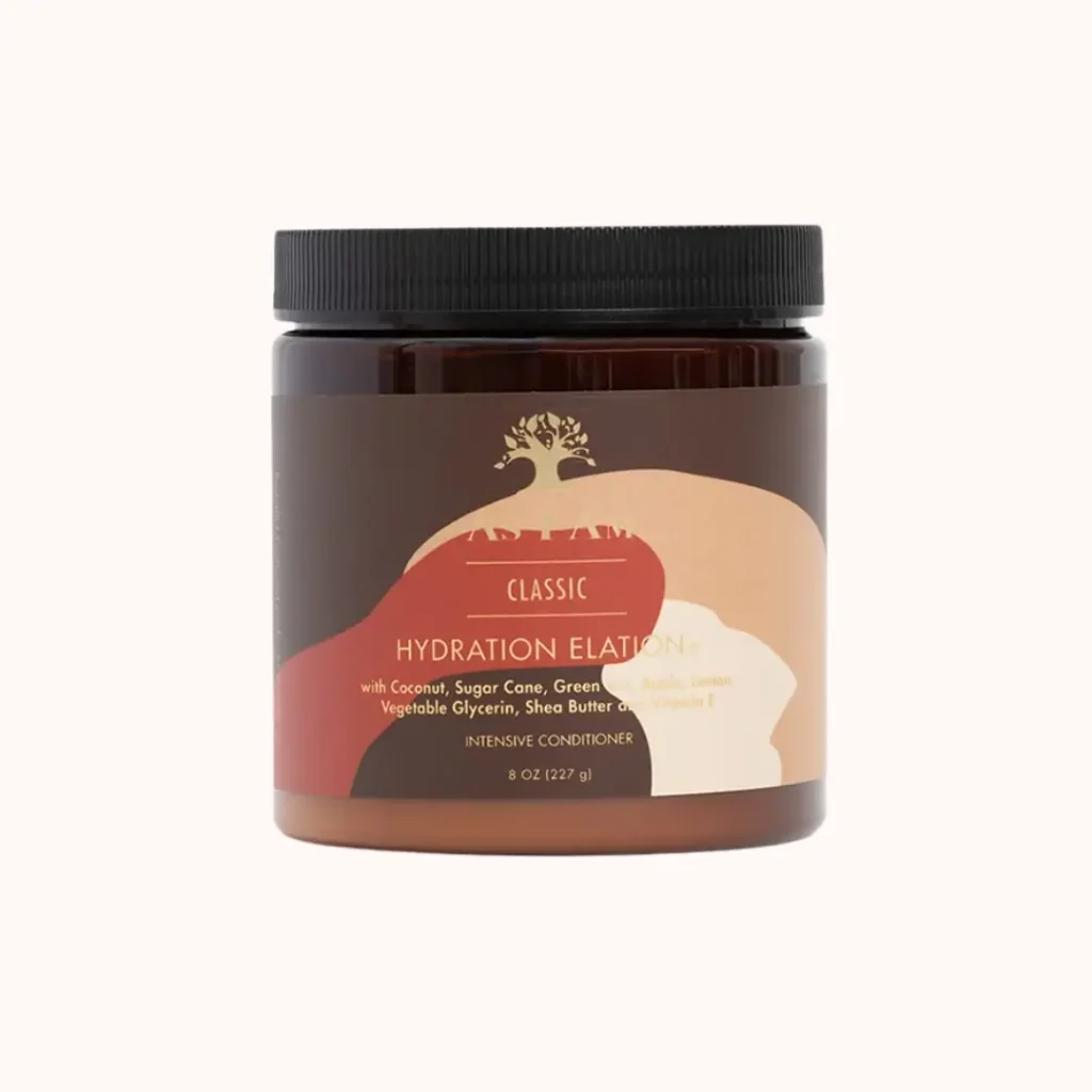 a single bottle of As I Am Hydration Elation Intensive Conditioner on a plain background